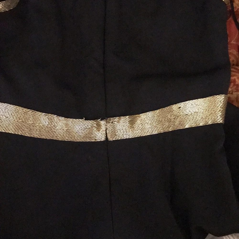 Reem Acra Black Silk Gold Beaded Detail Gown Sz 10 - Picture 6 of 8